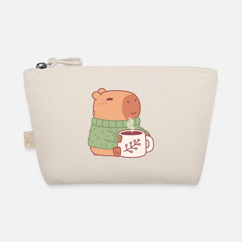Capybara mignon en pull avec du café chaud - Trousse biologique - nature