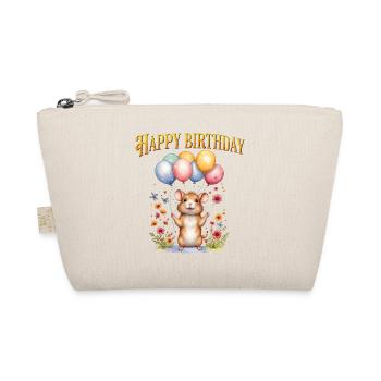 Joyeux anniversaire avec une souris mignonne et des ballons - Trousse biologique - nature - Devant