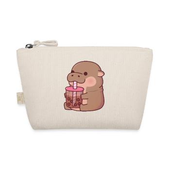 Cute Baby Hippo Drinking Boba Tea - Organic Pouch - nature - Front