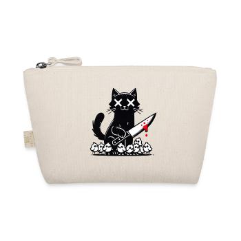 "Protective Black Cat – Black Humor T-Shirt" - Organic Pouch - nature - Front