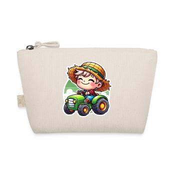 Petit garçon au chapeau de paille conduisant un tracteur vert - Trousse biologique - nature - Devant