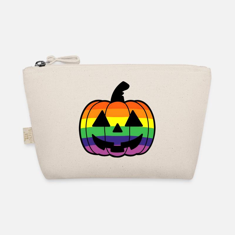 Kürbis Cartoon mit Regenbogen Pride Flagge Farben - Bio-Täschchen - Natur