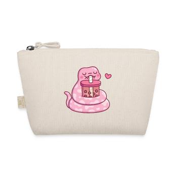 Cute Pink Snake Drinking Bubble Tea - Organic Pouch - nature - Front