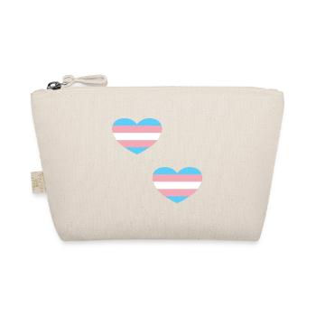 Trans Flag Hearts - Organic Pouch - nature - Front