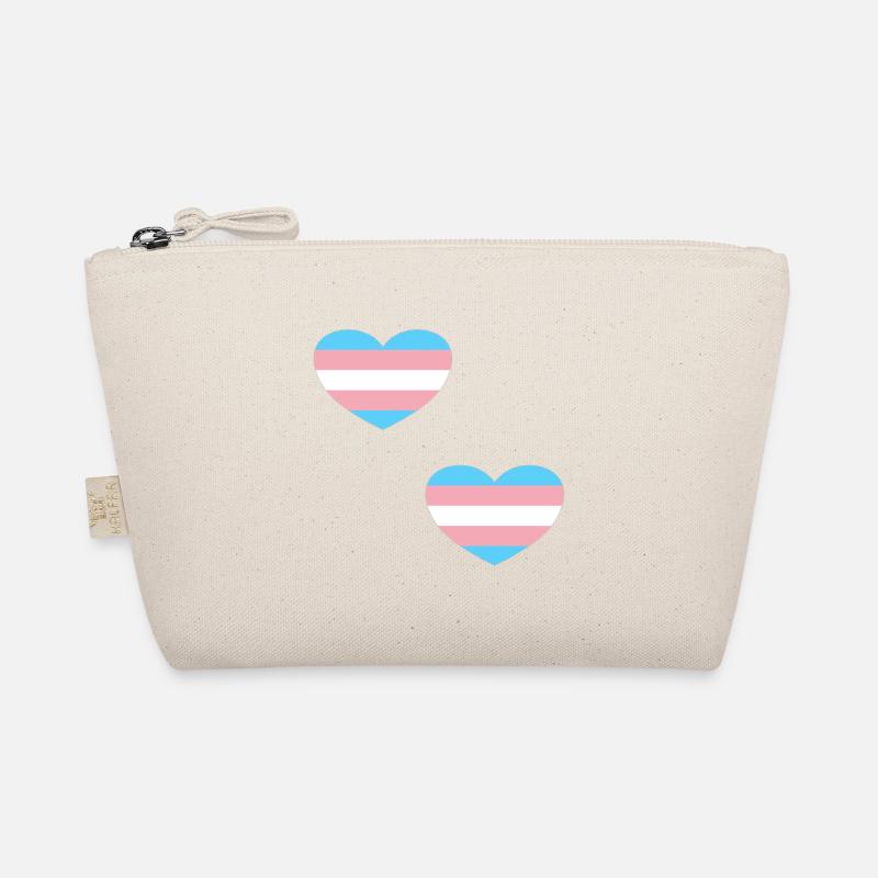 Trans Flagge Herzen - Bio-Täschchen - Natur
