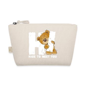 Cute Teddy Bear Greeting English Saying - Organic Pouch - nature - Front
