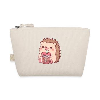 Cute Hedgehog Drinking Boba Tea - Organic Pouch - nature - Front