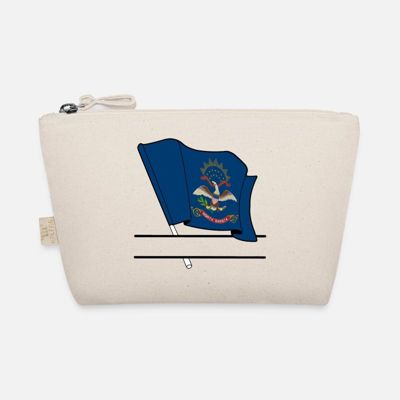 North Dakota Flag Text Banner Organic Pouch