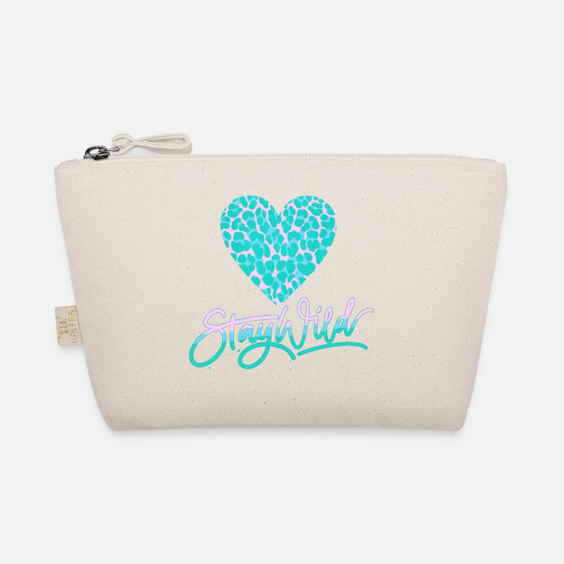 Stay Wild with leopard pattern heart Organic Pouch