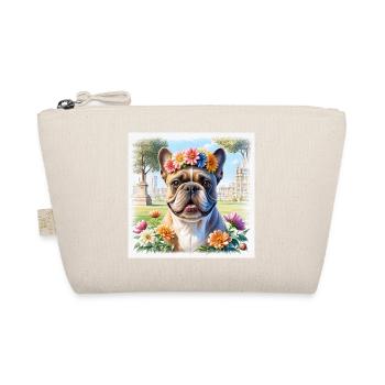 Spring French Bulldog with Floral Wreath - Organic Pouch - nature - Front