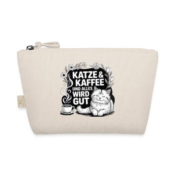 Katze und Kaffee und alles wird gut - Bio-Täschchen - Natur - Vorne