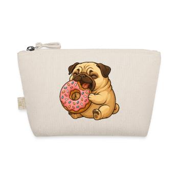 Cute Pug with Donut Cartoon Funny Eating - Organic Pouch - nature - Front