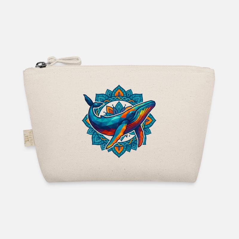 WPAP Polygon Style Animals Whale Flowers Wreath Organic Pouch