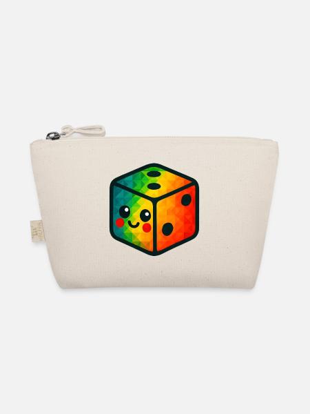 WPAP Polygon Kawaii Style Baby Toy Cube - Organic Pouch - nature - Front