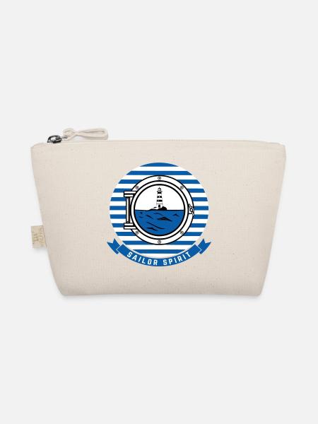 Sea Lighthouse Illustration in Nautical Style - Organic Pouch - nature - Front