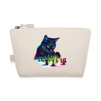 Neon Black Cat Chess Design - Organic Pouch - nature - Front