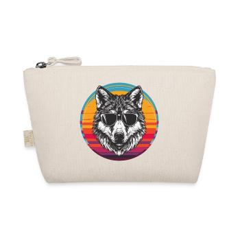 Cool Wolf with retro sunglasses - Organic Pouch - nature - Front