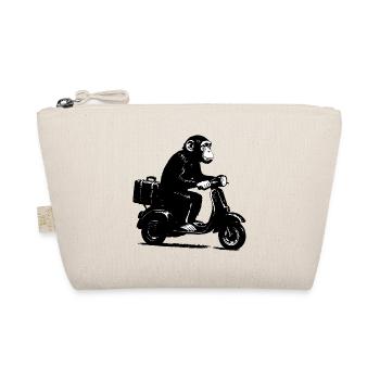 Retro monkey on moped | Scooter monkey - Organic Pouch - nature - Front