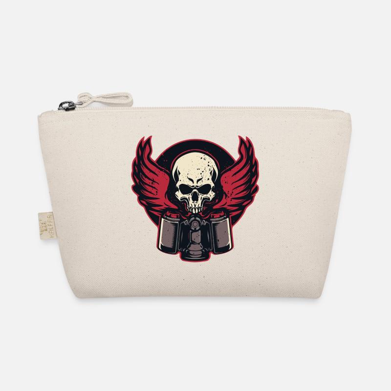 Piston Flaming Skull - Organic Pouch - nature