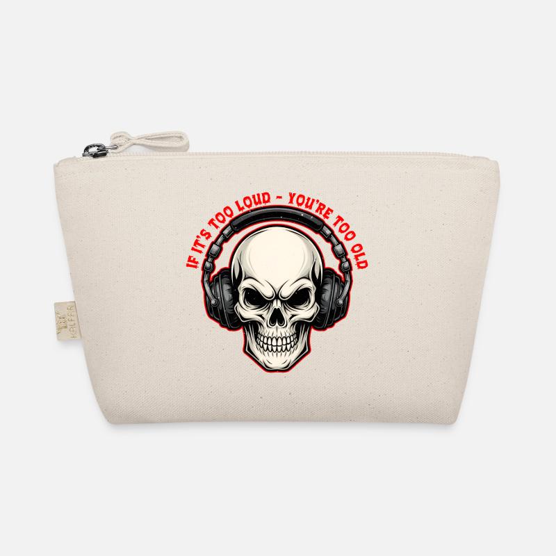 Skull with Headphones Bold Graphic Design  Organic Pouch