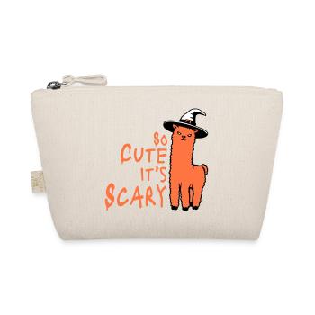 So cute it's scary llama witch hat Halloween saying - Organic Pouch - nature - Front