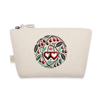 Heart Circle with Cherry Vines - Organic Pouch - nature - Front