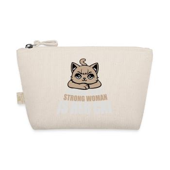 Behind Every Strong Woman Is Her Cat Spruch Katze - Organic Pouch - nature - Front