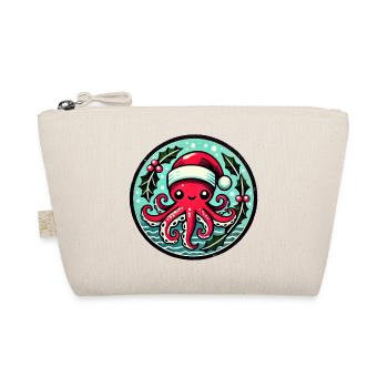 Santa Octopus Christmas Patch - Organic Pouch - nature - Front