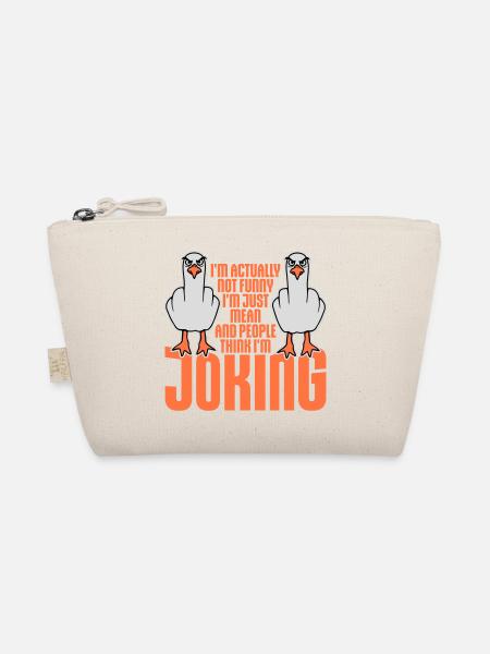 Seagull Middle Finger Not Funny Mean People Think Joke - Organic Pouch - nature - Front