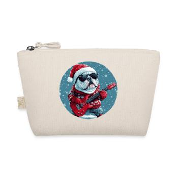 Bulldog Hund Weihnachten Gitarre - Bio-Täschchen - Natur - Vorne