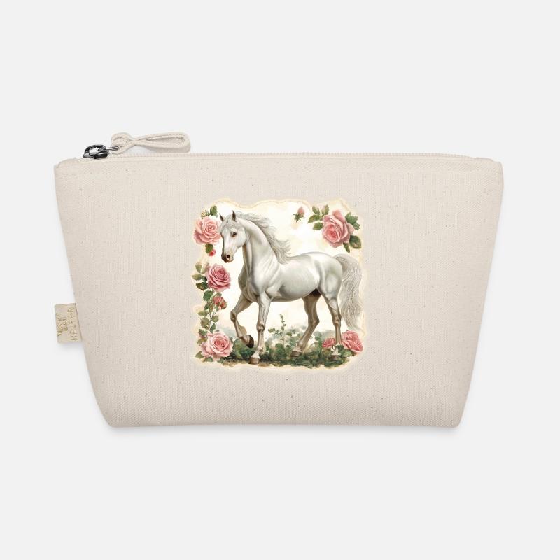 Pferd Vintage Blumen - Bio-Täschchen - Natur