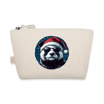 Panda im Santa Hut mit Sonnenbrille - Bio-Täschchen - Natur - Vorne