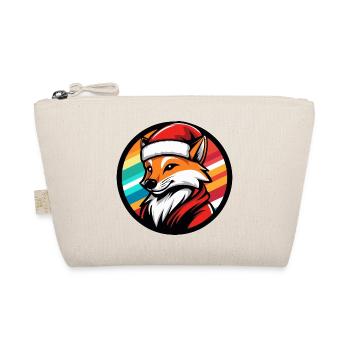 Renard au look du Père Noël avec arc-en-ciel - Trousse biologique - nature - Devant