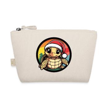 Christmas Turtle Santa Hat - Organic Pouch - nature - Front