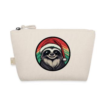 Weihnachts-Sloth im Santa-Hut - Bio-Täschchen - Natur - Vorne