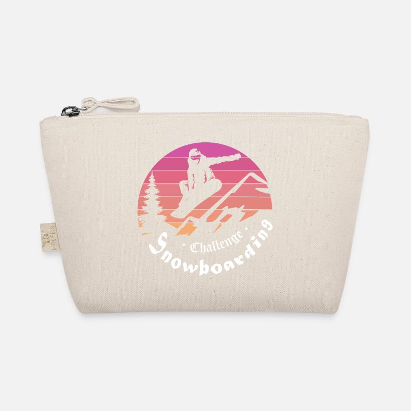 Snowboarder silhouette over mountain sunset Organic Pouch