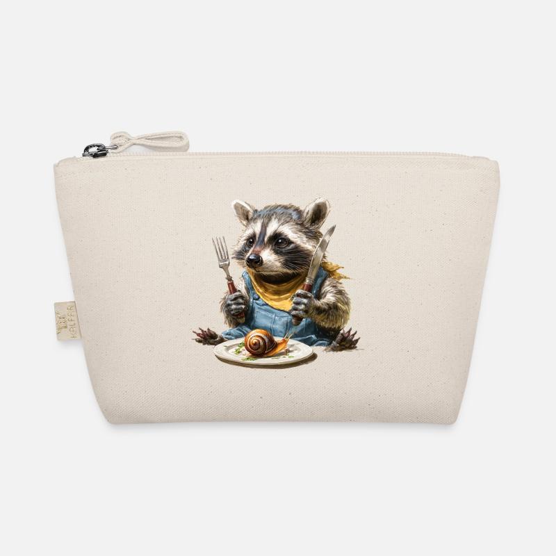 Waschbär-Küchenchef mit Gabel und Messer Bio-Täschchen