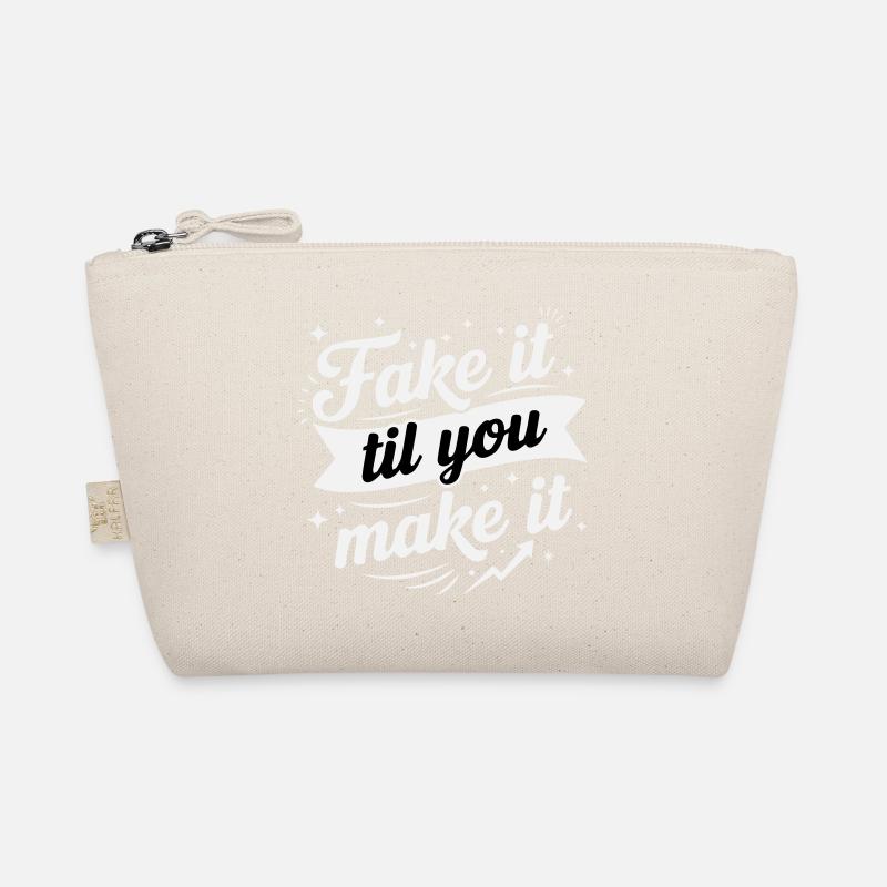 Fake It Til You Make It - Bold Retro White Organic Pouch