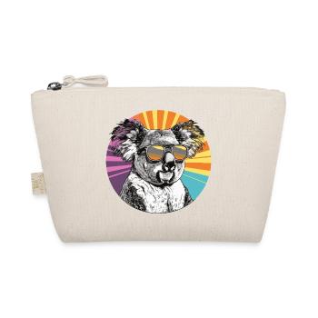 Koala mit Sonnenbrille im Retro Regenbogen - Bio-Täschchen - Natur - Vorne