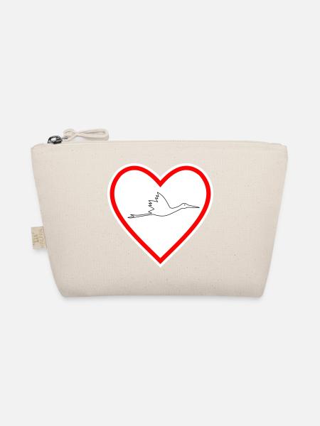 Heart Stork - Organic Pouch - nature - Front