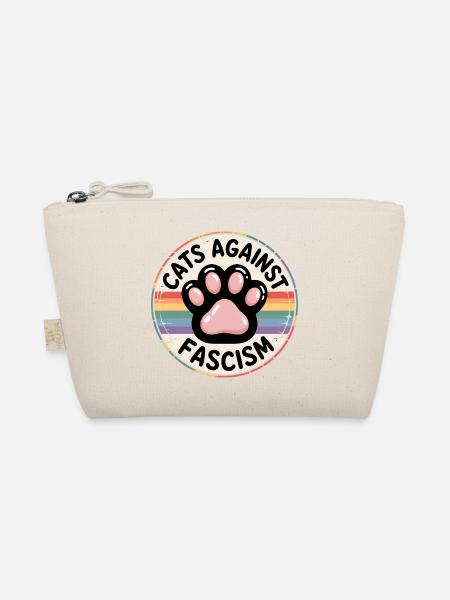 Cats against Racism- Antifascist Merch - Organic Pouch - nature - Front