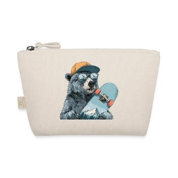 Bear Skater with Mountain Reflection - Organic Pouch - nature - Front