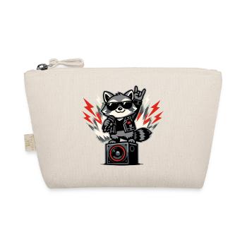 Retro Waschbär Rock Musik Geschenk - Bio-Täschchen - Natur - Vorne