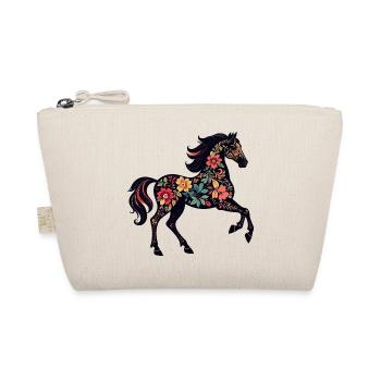 Flower Horse Floral Ornaments Horse Silhouette - Organic Pouch - nature - Front