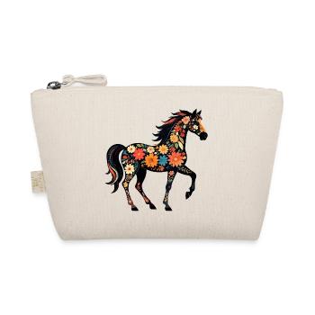 Proud Horse Flower Horse Colorful Mare Stallion Motif - Organic Pouch - nature - Front