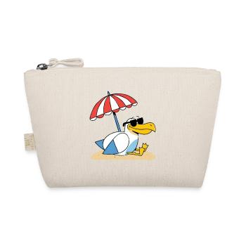 Sunny Beach Seagull with Umbrella - Organic Pouch - nature - Front