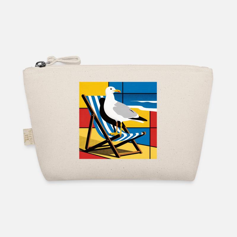 Mouette sur chaise de plage Pop Art Trousse biologique
