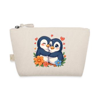 Kuschelpinguine Liebesduo - Bio-Täschchen - Natur - Vorne