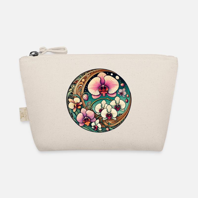 Orchid Circle Floral Art Organic Pouch