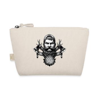 Lumberjack with beard, axes and tree trunk - Organic Pouch - nature - Front